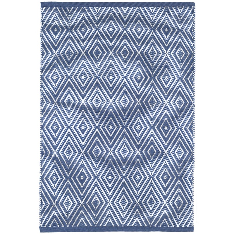 Diamond Handwoven Indoor/Outdoor Rug | Denim/White