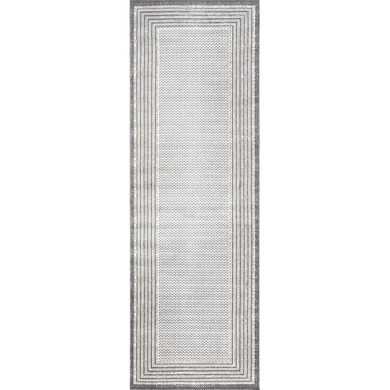 Junie Washable Bordered Rug | Grey