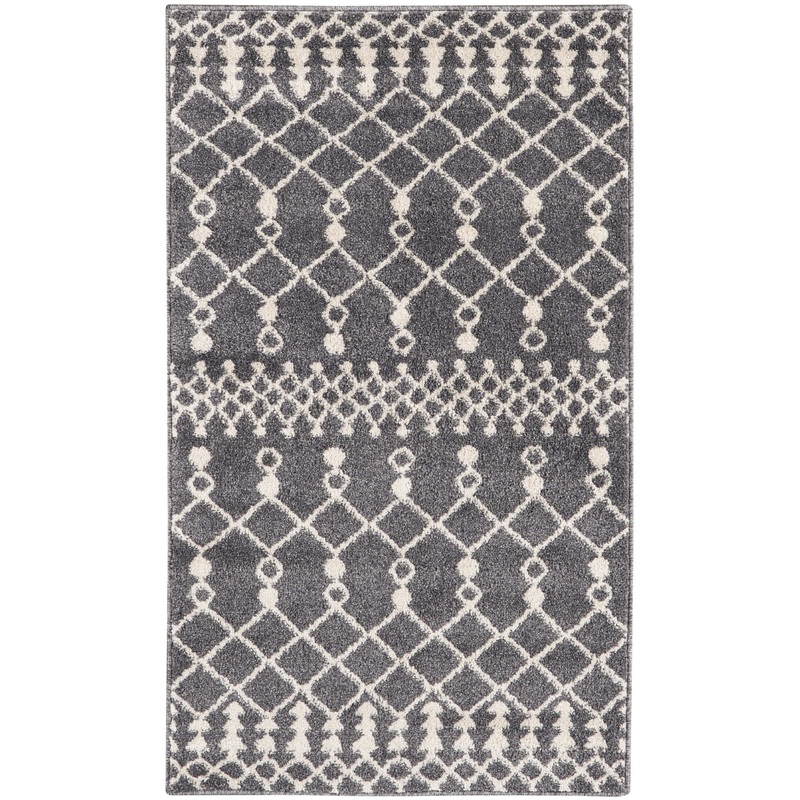 Nourison Palermo 2’2″ x 3’9″ Charcoal/Ivory Bohemian Indoor Rug