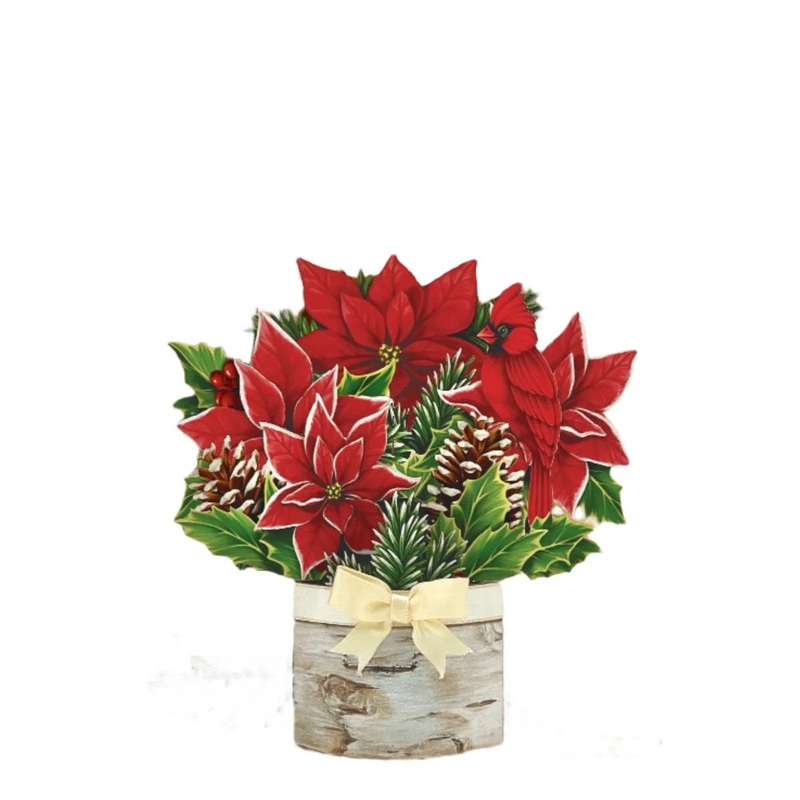 Christmas Pop Up MINI Card – Birch Poinsettia