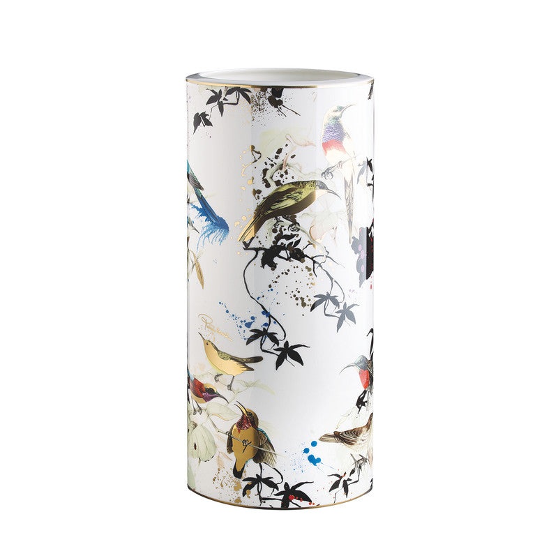 Medium Vase GARDEN’S BIRDS   diam. 3.75″, H 7.75″