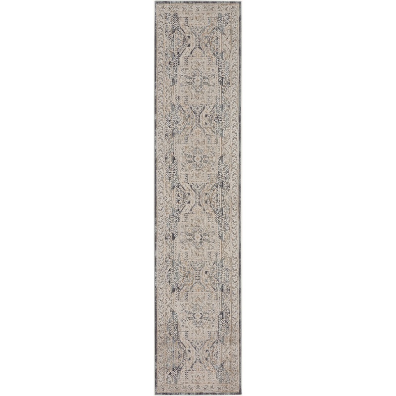 Nourison Lynx 2’3″ x 12′ Ivory Charcoal Vintage Indoor Rug