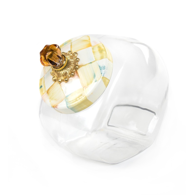 Cookie Jar with Parchment Check Enamel Lid