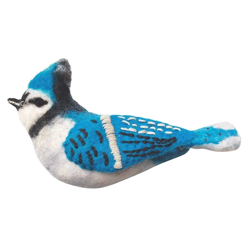 Felt Bird Garden Ornament – Blue Jay – Wild Woolies (G)
