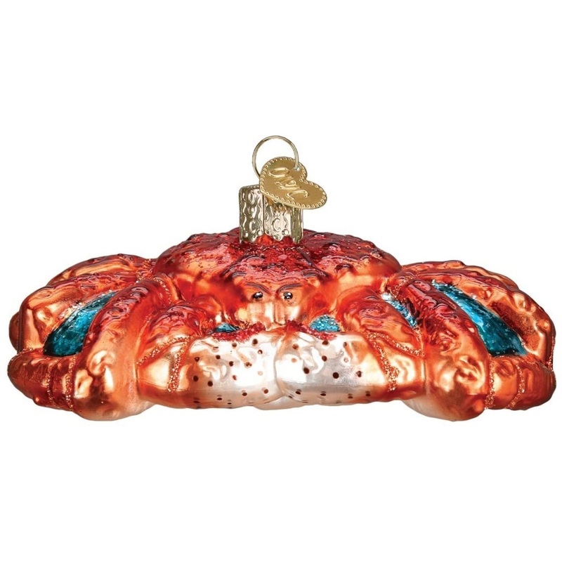 Old World Christmas Blown Glass Ornament for Christmas Tree, King Crab