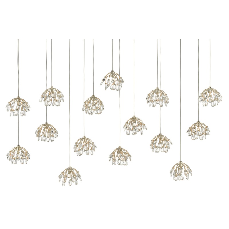 Crystal Bud Rectangular 15-Light Multi-Drop Pendant