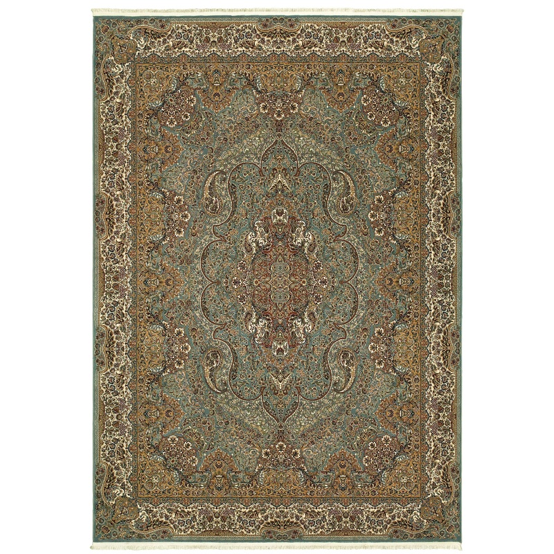 Masterpiece Blue Gold Traditional Oriental Indoor Rug