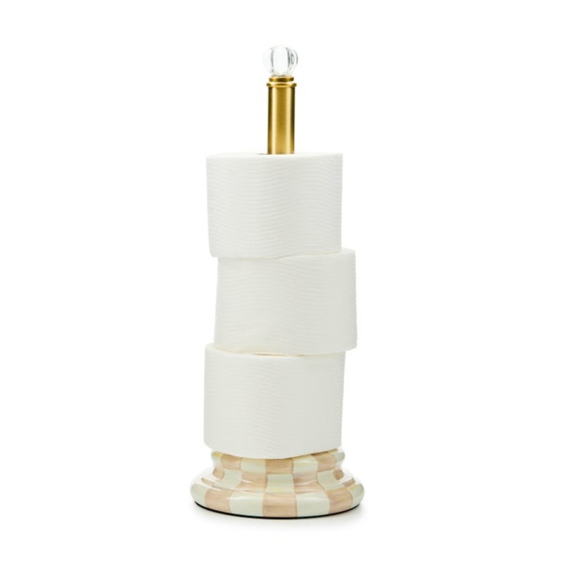 Mocha Check Enamel Bath Toilet Tissue Storage
