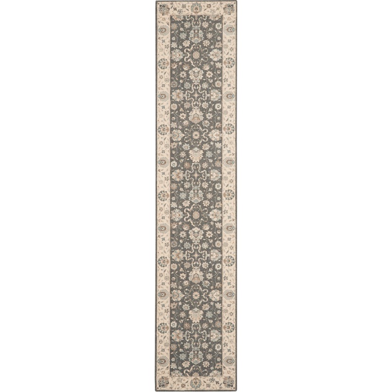 Nourison Living Treasures 2’6″ x 12′ Grey/Ivory Farmhouse Indoor Rug