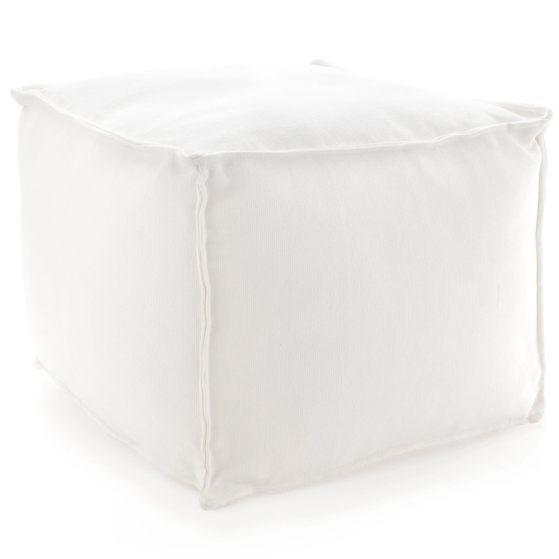 Solid Indoor/Outdoor Pouf | White