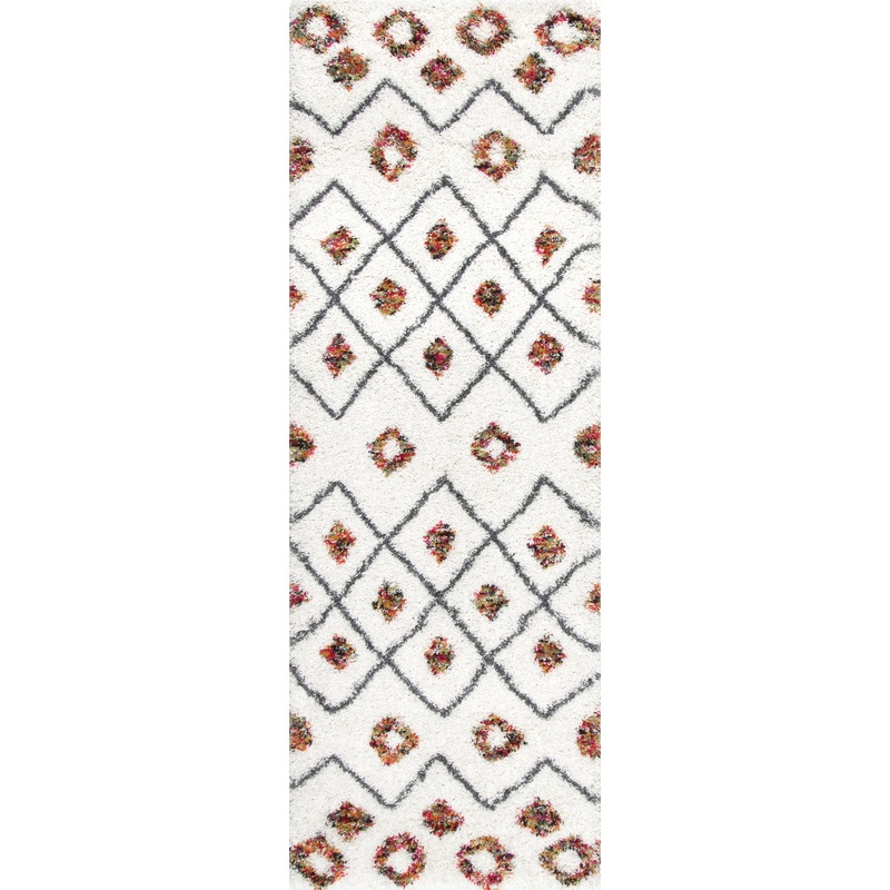 Expo Shag Diamond Rug | White