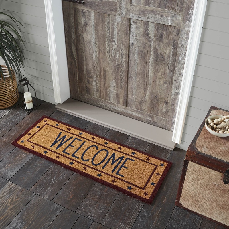 Patriotic Stars Welcome Coir Rug Rect 17×48