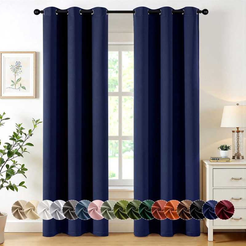 MIULEE Navy Blue Blackout Curtains for Bedroom Living Room 84 Inches Long 2 panels, Thermal Insulated Room Darkening Drapes Solid Grommet Top Noise Reducing Light Blocking Window Treatments 40×84 Inch