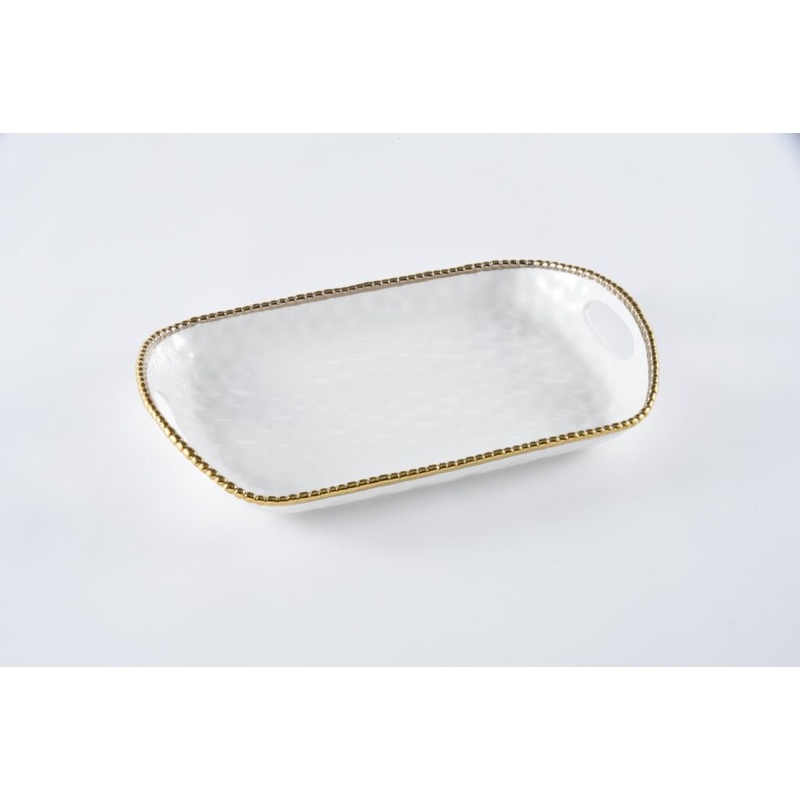 Pampa Bay Gold Salerno Rectangular Tray with Handles