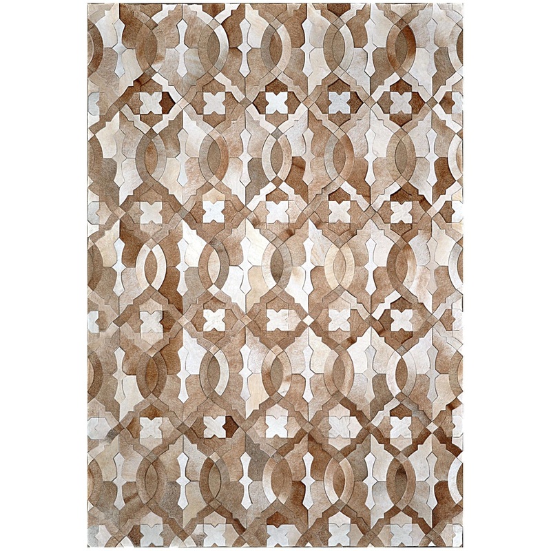Poshrug Brown White Intrinsic Design Patchwork Rug