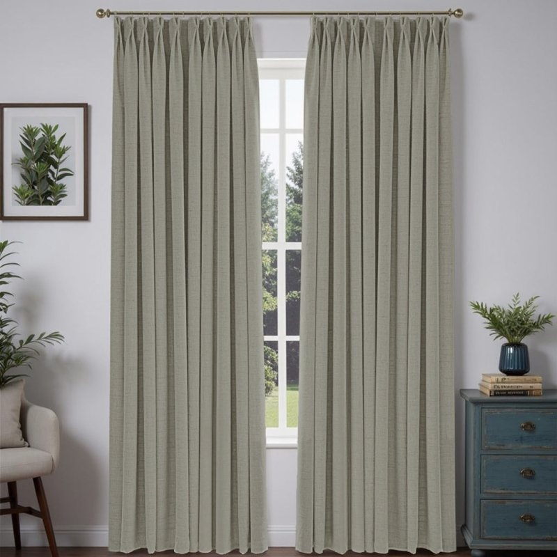“Pure” Custom Heavyweight Linen Drape Pleated – Grayish White