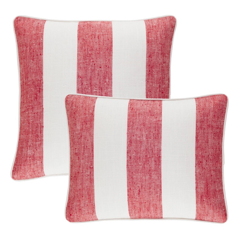 Awning Stripe Indoor/Outdoor Decorative Pillow Cover | Red