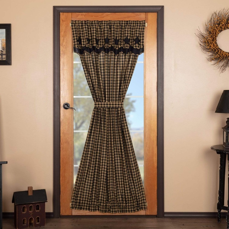 Black Star Door Panel with Attached Scalloped Layered Valance 72×42