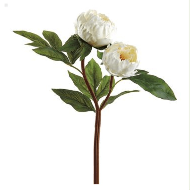 Faux White Peony Spray
