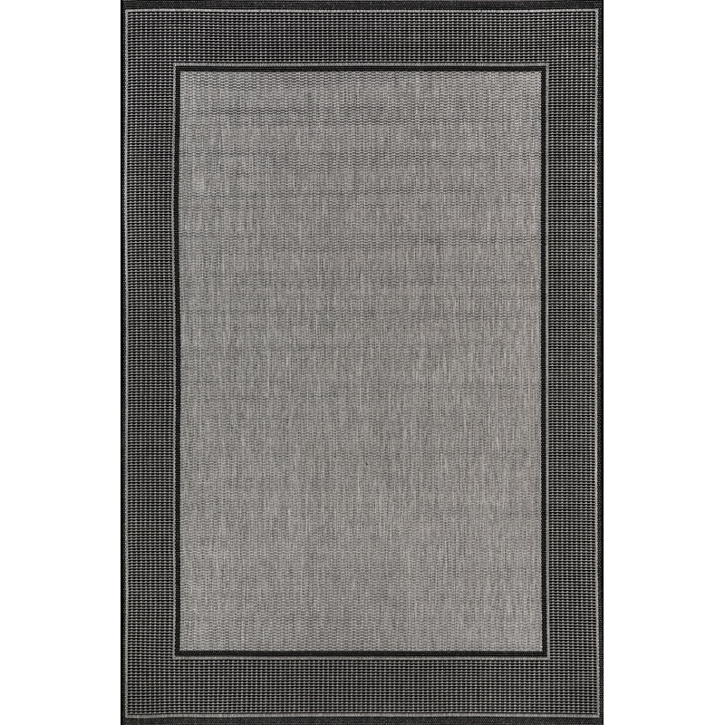 Monochrome Bordered Indoor/Outdoor Rug | Grey