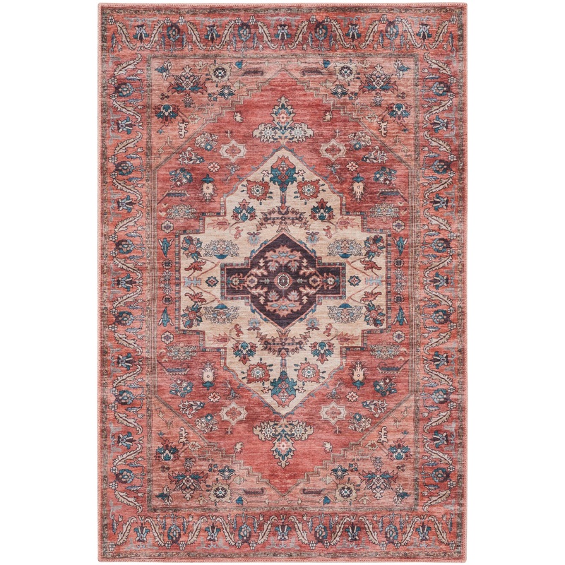 Nourison Grand Washables 4′ x 6′ Rust Multicolor Vintage Indoor Rug