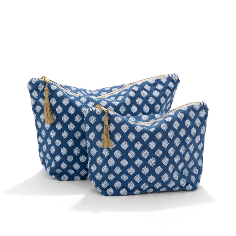 Cotton Toiletry Bag Medallion Design – Navy Blue