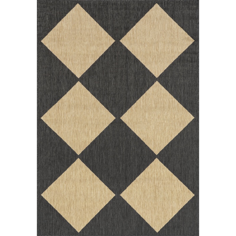 Meyari Indoor/Outdoor Checkered Rug | Dark Grey