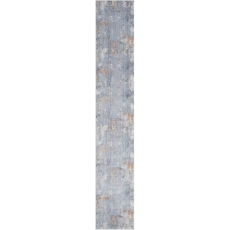 Nourison Abstract Hues 2’2″ x 12′ Grey Blue Modern Indoor Rug