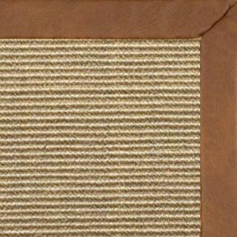 Bone Sisal Rug with Rawhide Faux Leather Border