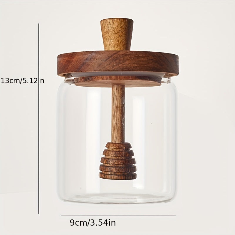 Glass Honey Jar with Wooden Stick