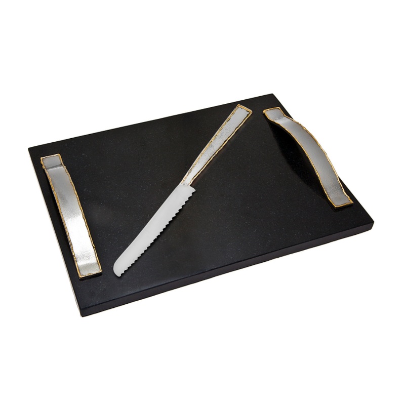 Godinger Golden Frost Challah Board with Knife