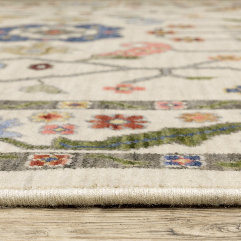 Ivory Gray And Red Oriental Runner Rug