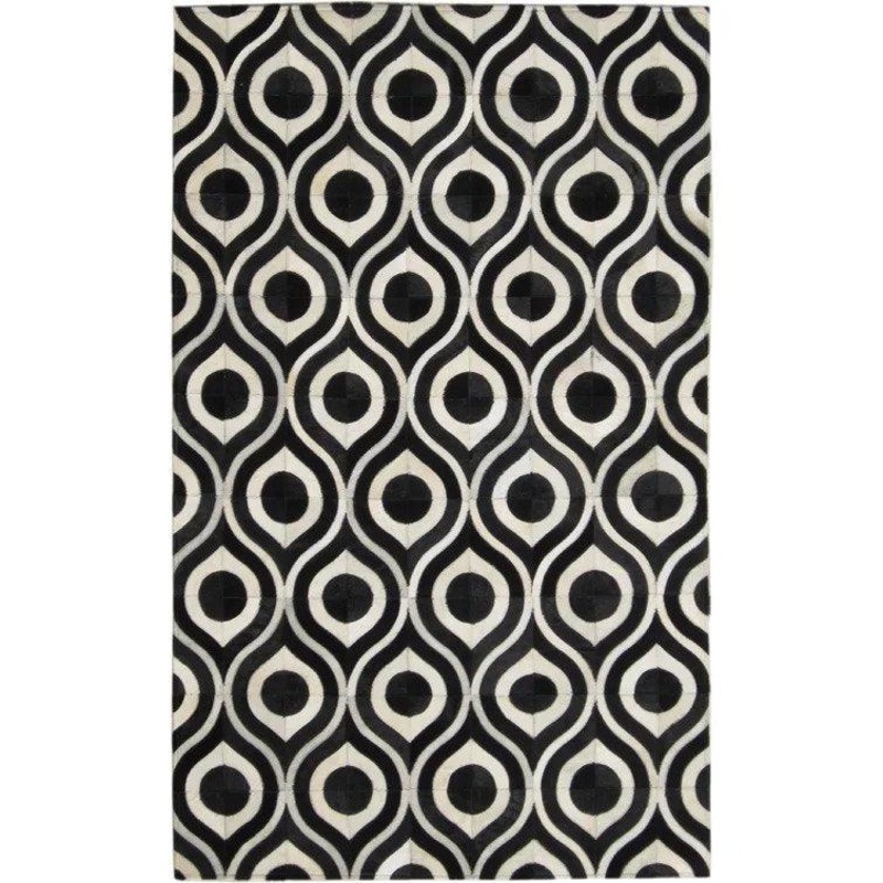 Madisons Black and White Rug – Geometric Cowhide Pattern