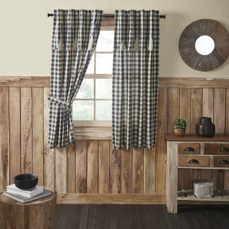 My Country Short Panel with Attached Scalloped Layered Valance Set of 2 63×36