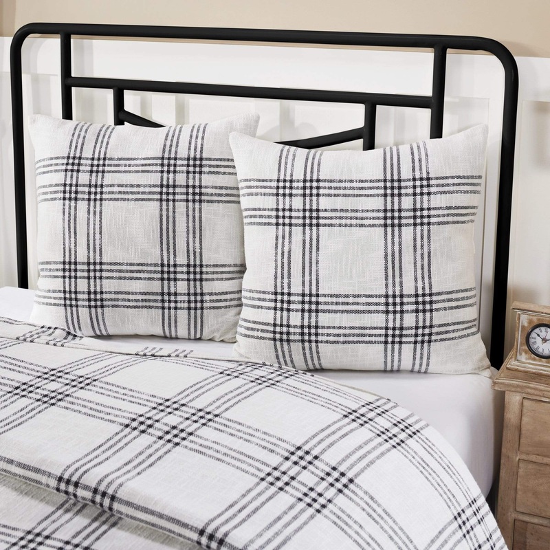 Black Plaid Fabric Euro Sham 26×26