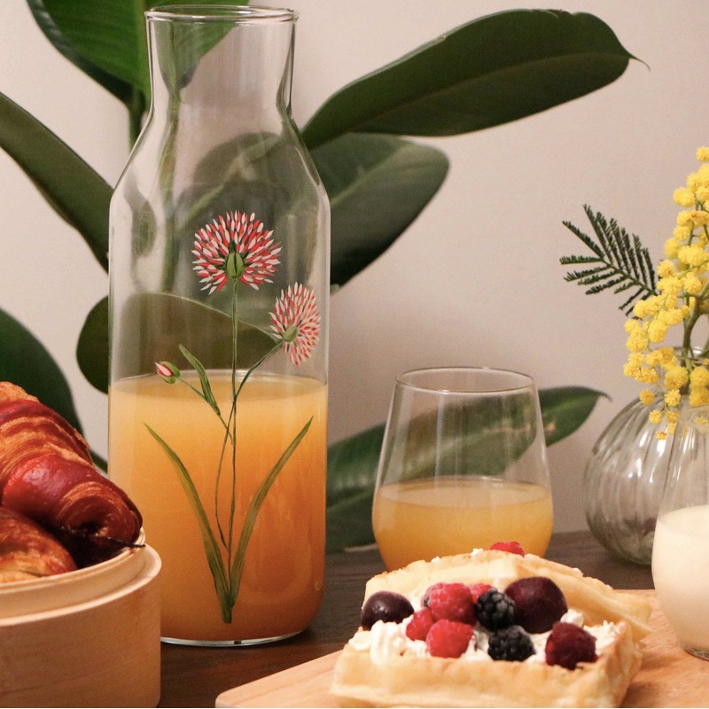 Hand-painted glass carafe