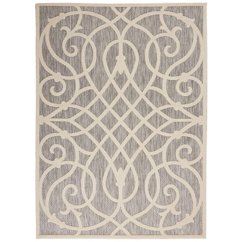 Nourison Cozumel 4′ x 6′ Grey Farmhouse Indoor/Outdoor Rug