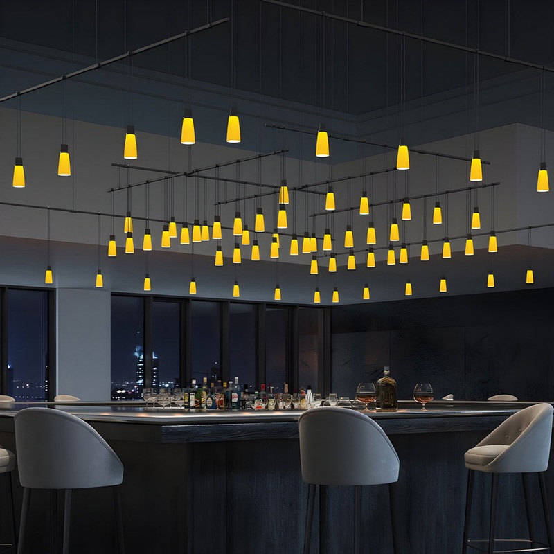 Suspenders Expanded Grid Tapered Bell LED Pendant Light