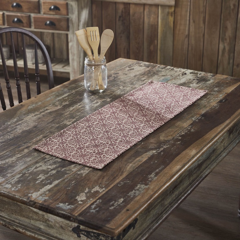 Custom House Burgundy Tan Jacquard Runner 12×36