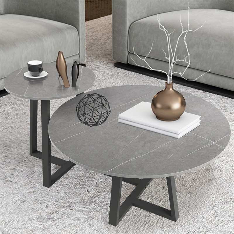 Nesting Set of 2 Modern Marble Coffee Tables