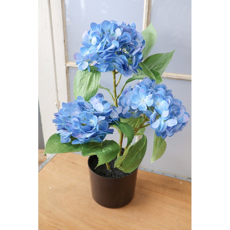 Potted Blue Hydrangea Silk Plant