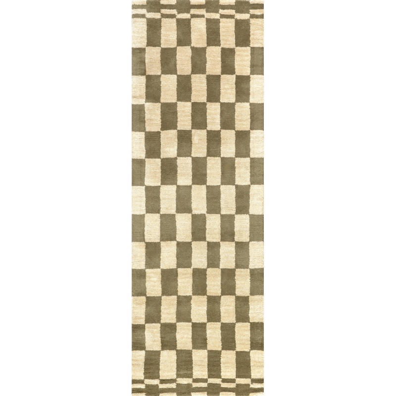 Kai Checkerboard Wool Rug | Olive