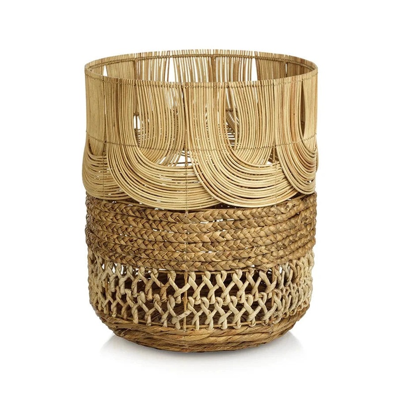 Malacca Multi-Weave Rattan and Water Hyacinth Basket