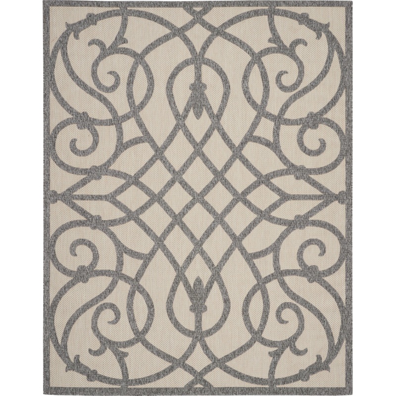 Nourison Cozumel 7’10” x 9’10” Cream Grey Farmhouse Indoor/Outdoor Rug