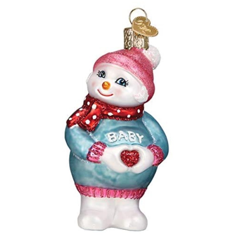 Old World Christmas Glass Blown Ornament Expectant Snowlady