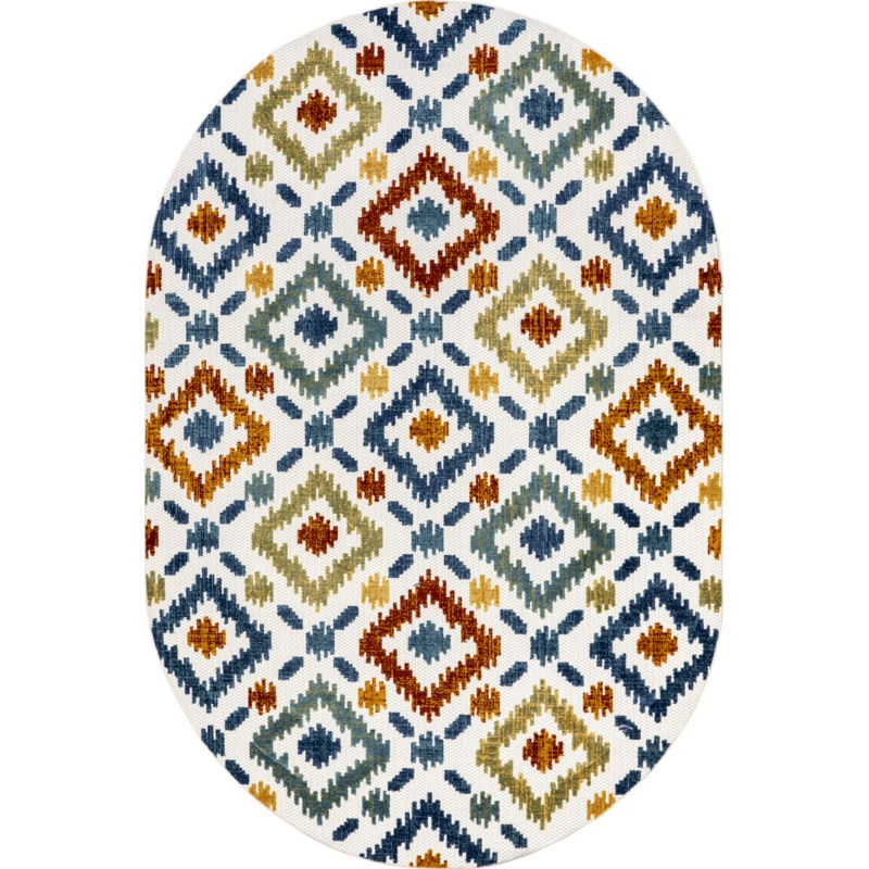 Hatched Trellis Indoor/Outdoor Rug | Blue