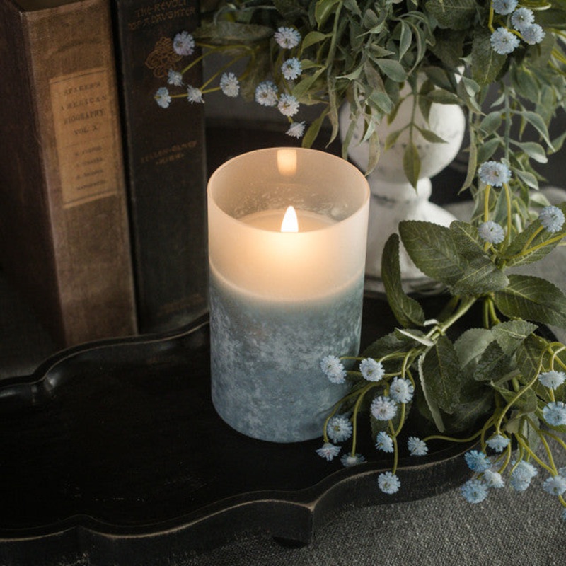 5″ Blue Frosted Glass 3D Flame Candle