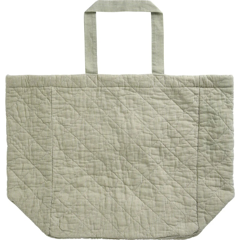 Bag Quilted White and Dusty Green Stripes