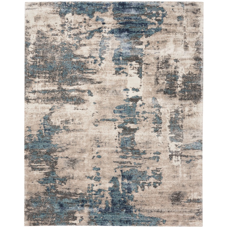Nourison American Manor 9′ x 12′ Ivory Blue Modern Indoor Rug