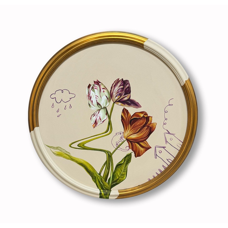 “Three Tulips and a Chameleon”
